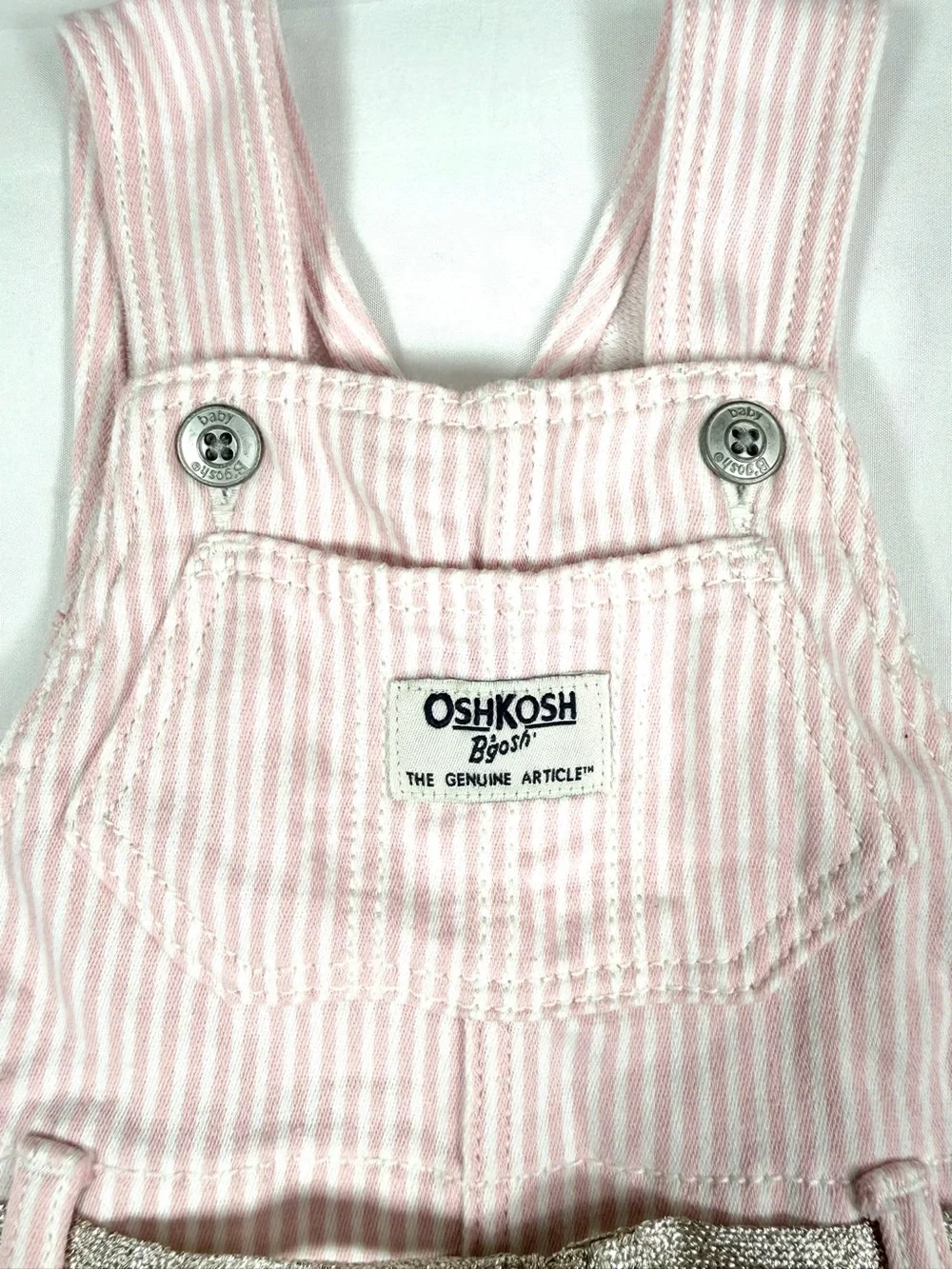 OSHKOSH BGOSH Girls Pink Stripe Overalls Size 9M Stripe Knit Jumpsuit Classic